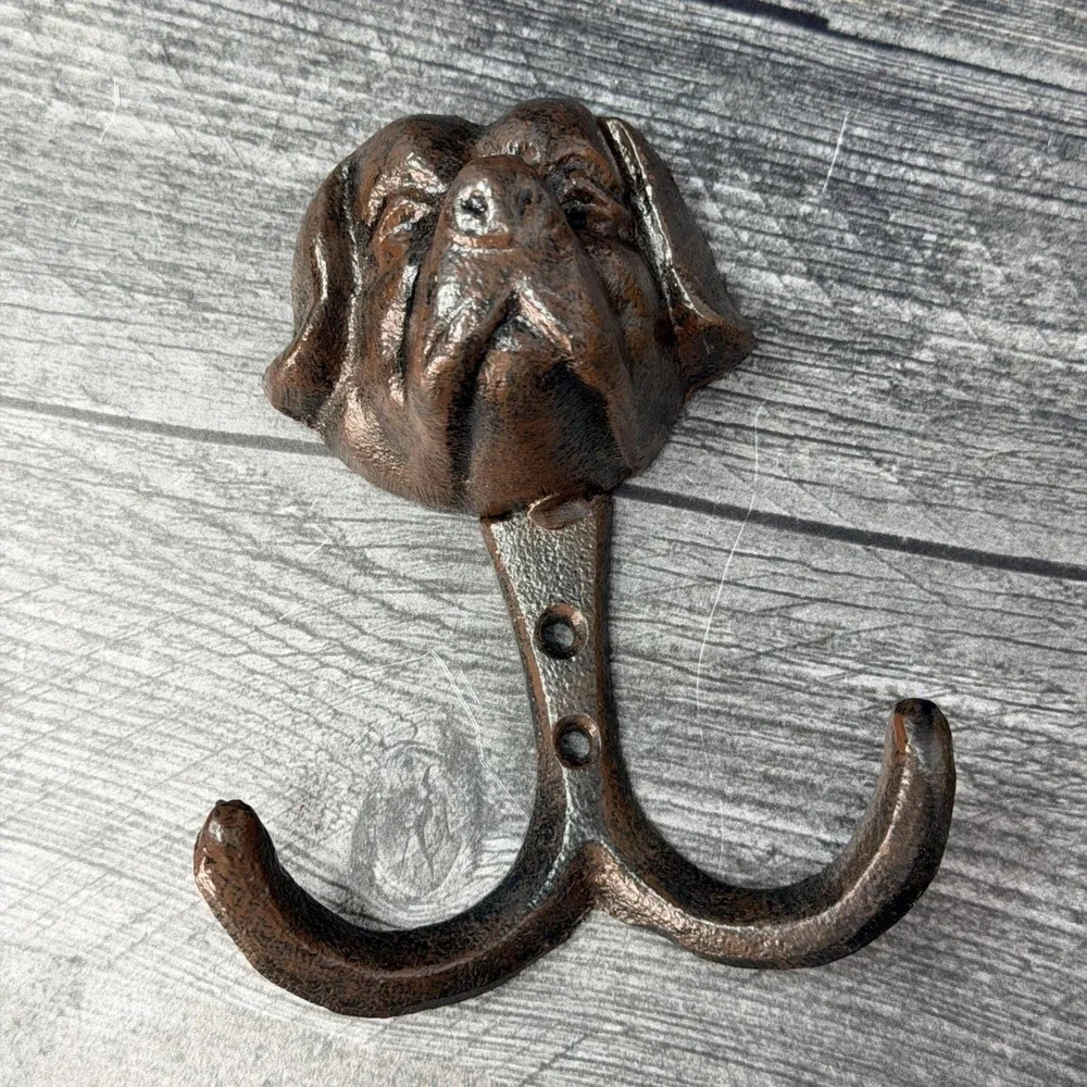 Cast Iron Dog Wall Hook Rustic Farmhouse Coat Hooks Vintage Style Entryway Decor